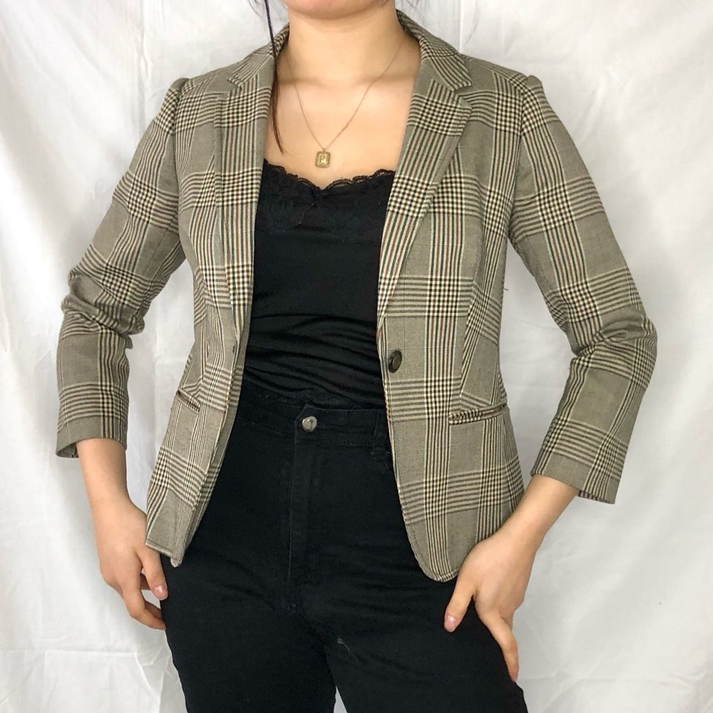 Women’s Plaid Button Blazer Jacket Size Small